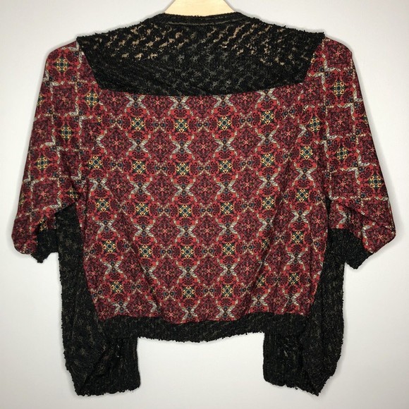 BKE Boutique Women's Printed Georgette 3/4 Sleeve Open Front‎ Cardigan Sweater - Picture 2 of 5